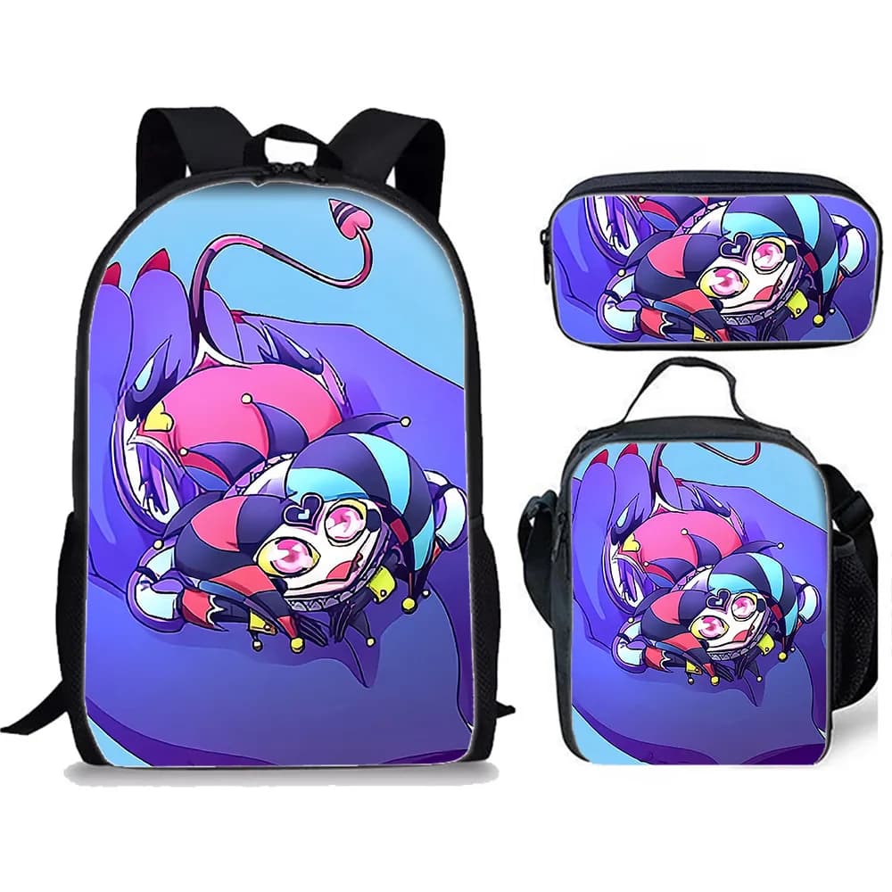 Set di 3 Pezzi di Lusso Popolare e Divertente con Stampa 3D Big Bad Boss Helluv: Zaino Scolastico, Borsa per Laptop, Borsa Pranzo e Astuccio