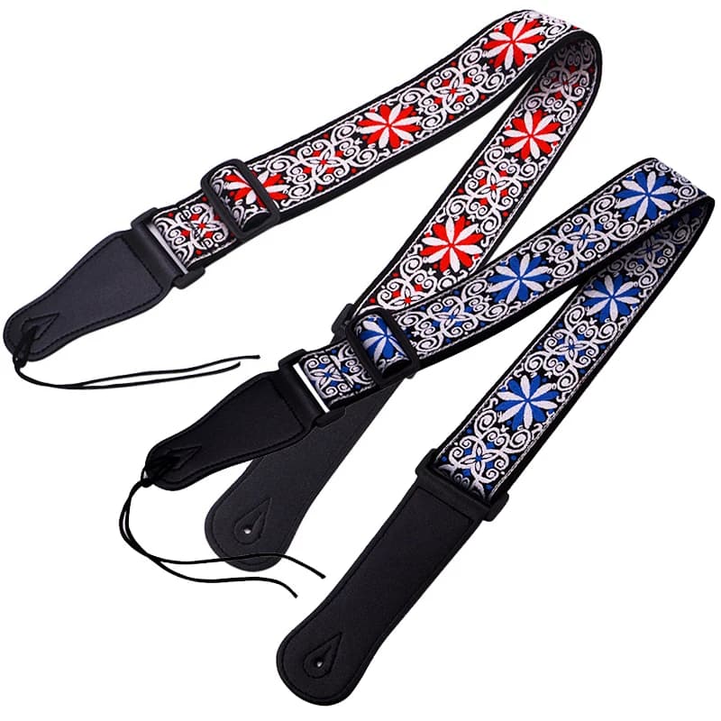 Tracolla per chitarra con stampa ricamata in stile etnico, tracolla regolabile per chitarra elettrica folk, basso, ukulele, accessori per chitarra