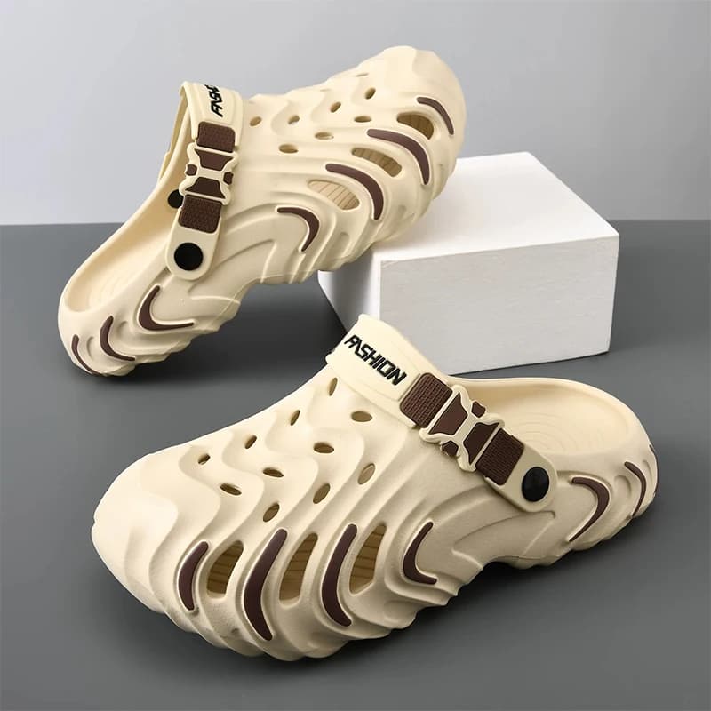 Men Summer EVA Hole Slippers Lightweight Soft Thick Sole Non‑Slip Breathable Casual Outdoor Beach Shower Walking Shoes