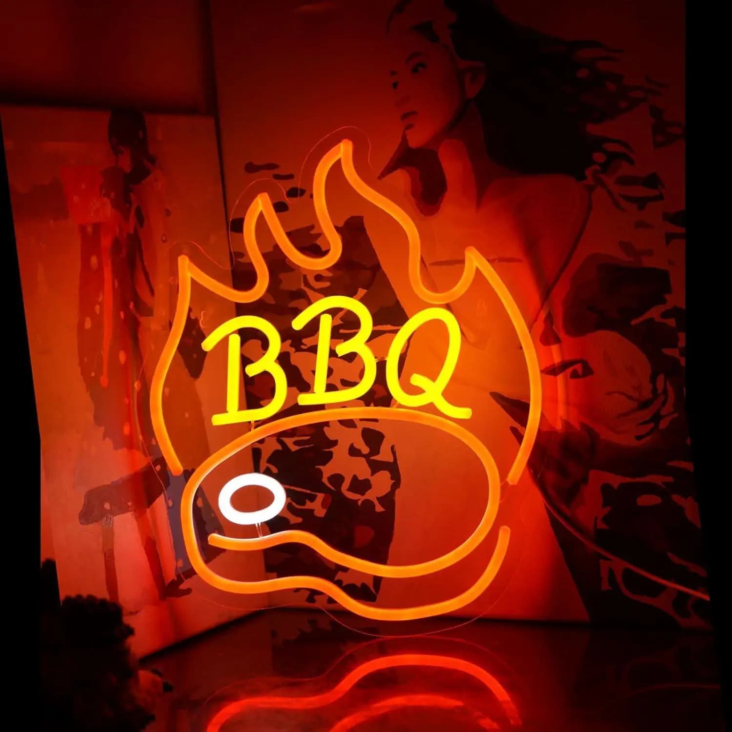 Insegne al neon per barbecue alimentate tramite USB, luci al neon a LED dimmerabili per barbecue, feste in casa, ristoranti, grigliate, bar, birrerie, decorazioni da parete, regali