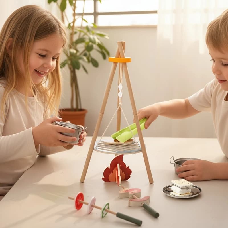 Montessori Camping Barbecue Set Toy Is A Roleplaying Toy That Recreates The Real Camping Scene Providing An Immersive Experience