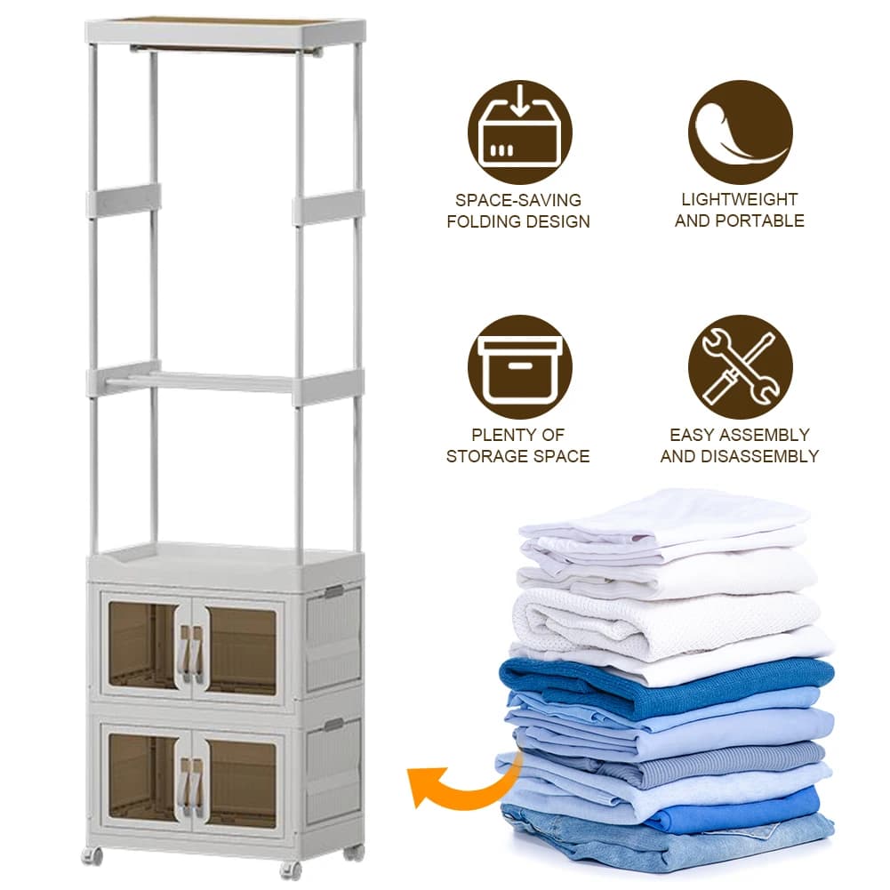Wardrobe Mobile Organizer of Dresses with Auction Dresses and Wall Tiles with Wheels for Bedrooms and Living Room
