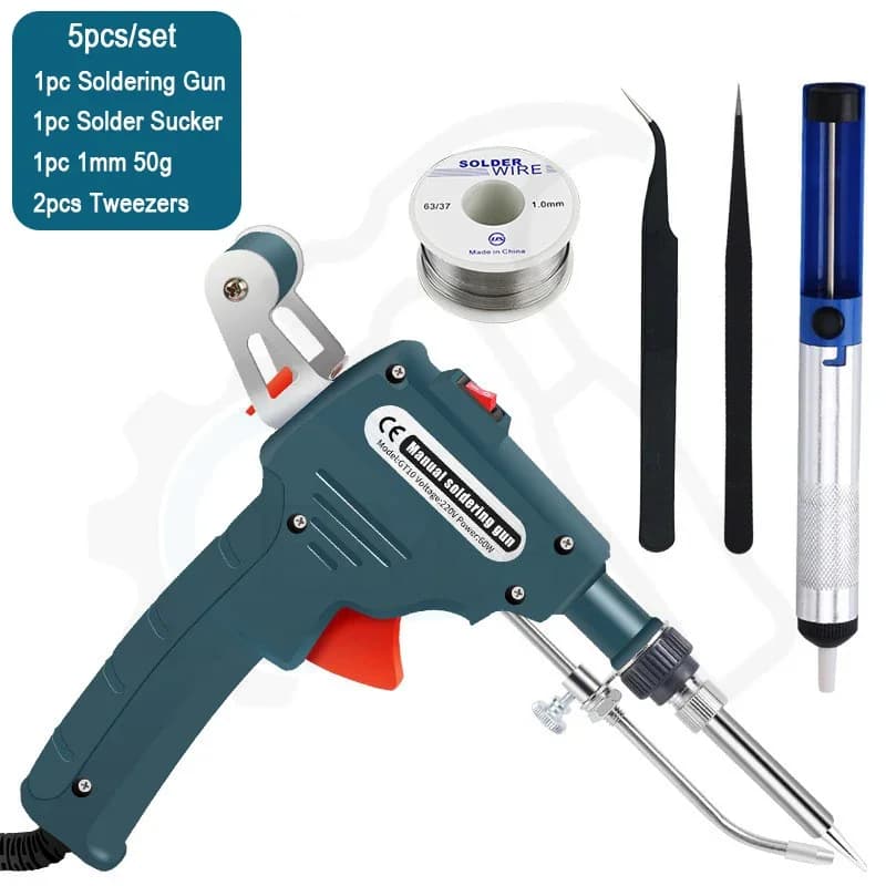 Pistola per Saldatura Automatica 60W con Alimentazione a Stagno, Saldatore Multifunzione Portatile a Riscaldamento Interno, Strumento di Riparazione 110V/220V