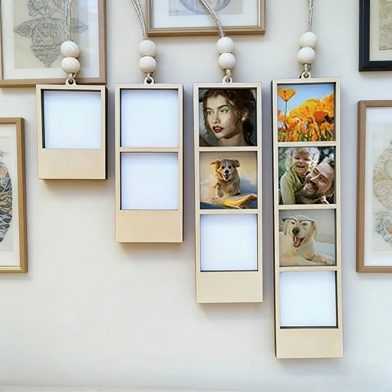 Cornice Fotografica in Legno Personalizzata, Piccola Cornice da Appendere Fai-da-Te, Souvenir, Decorazione Natalizia, Regalo per Amici