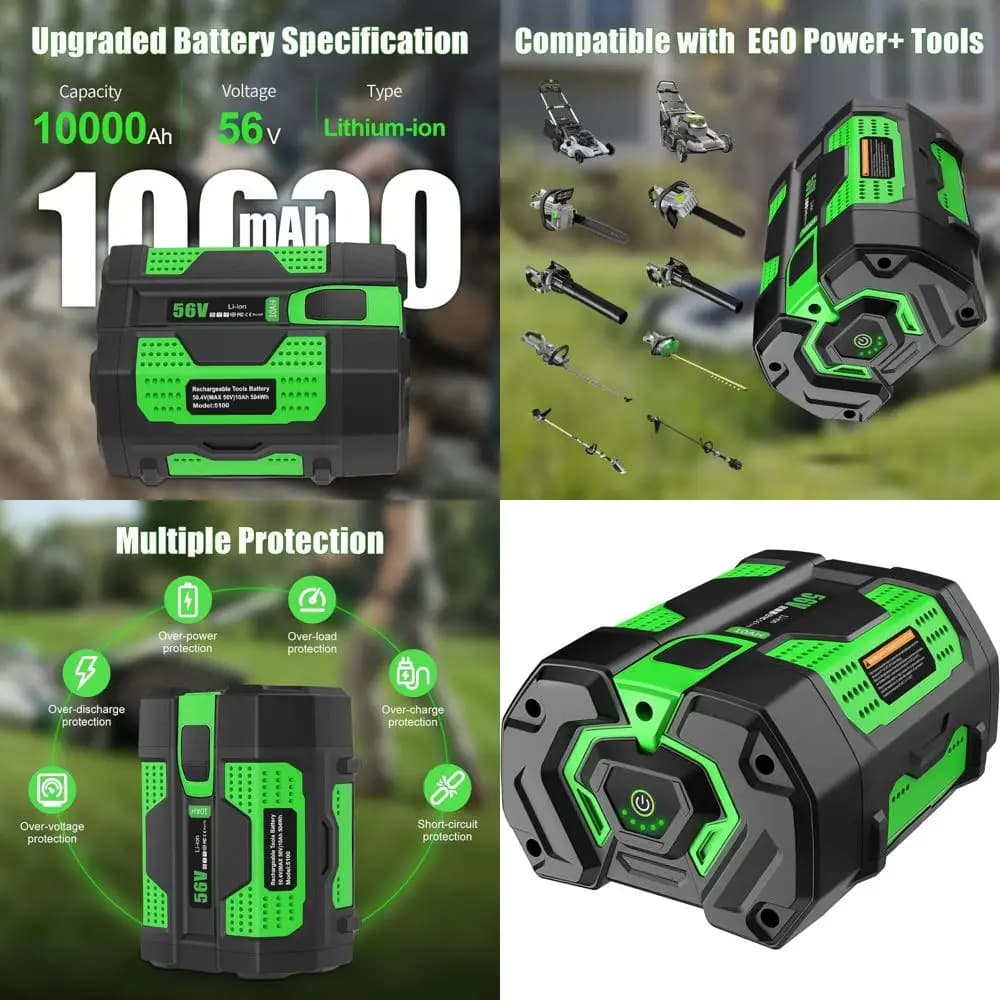 Batteria di ricambio 56V 10Ah per tosaerba e utensili elettrici, compatibile con BA5600T, BA4200T, BA1400T, BA2800, BA2240, BA1400