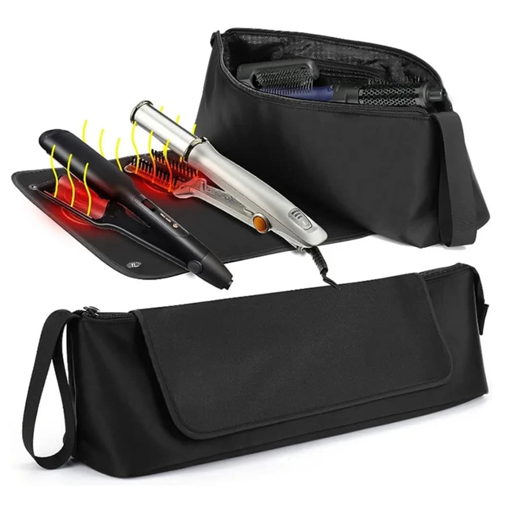 Travel bag for hair tools 2 in 1 for irons, plates, curling iron and hair care accessories, with inner pockets