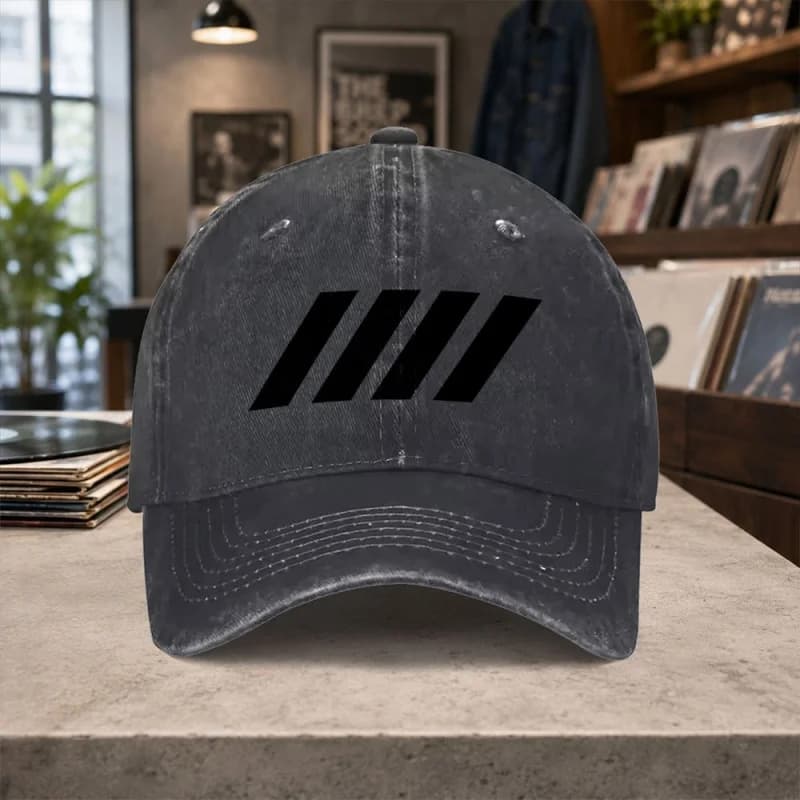 Three-Stripe Twill Washed Baseball Cap Unisex Adjustable Vintage Hat