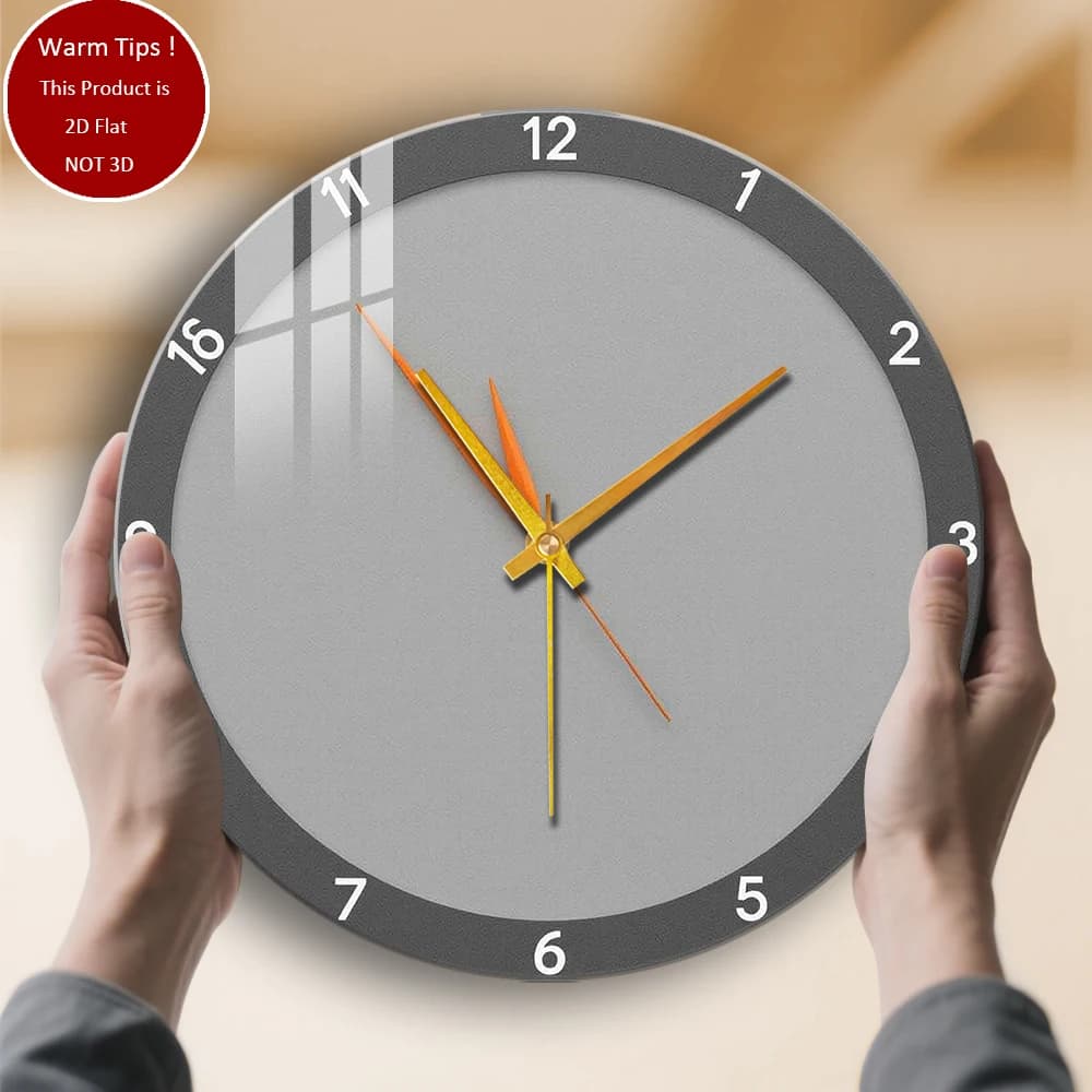Tempered Glass Wall Clock Grey Round Wall Clock Suitable for Wall Decorations or Table Display everywhere
