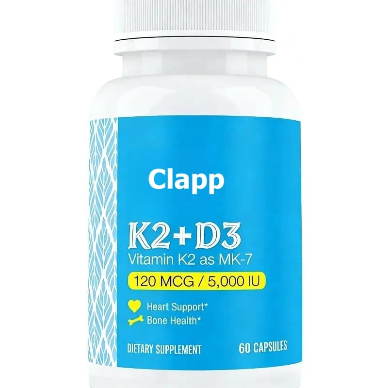 Vitamin K2 (MK7) and D3 5000 IU Supplements, Supporting Bone and Immune Health in 60 Capsules