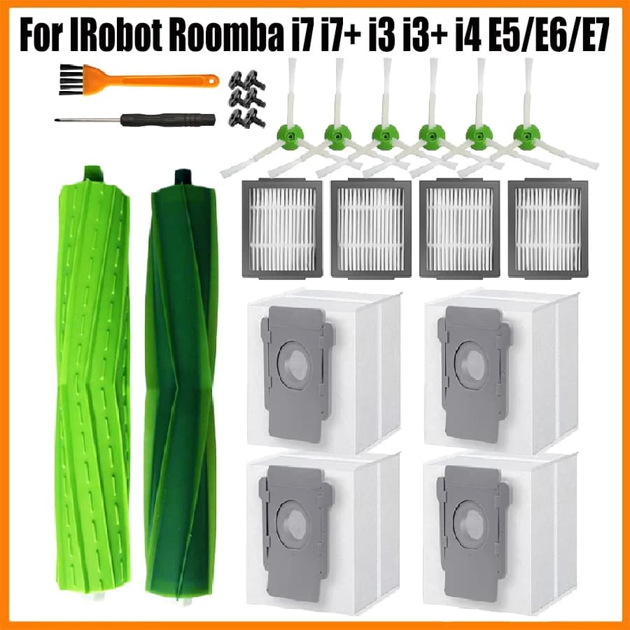 Rullo spazzola filtro Hepa per iRobot Roomba I7/I7+/I3/E5/E6Serie Robot aspirapolvere Filtro Hepa Spazzola laterale Mop Accessori in tessuto