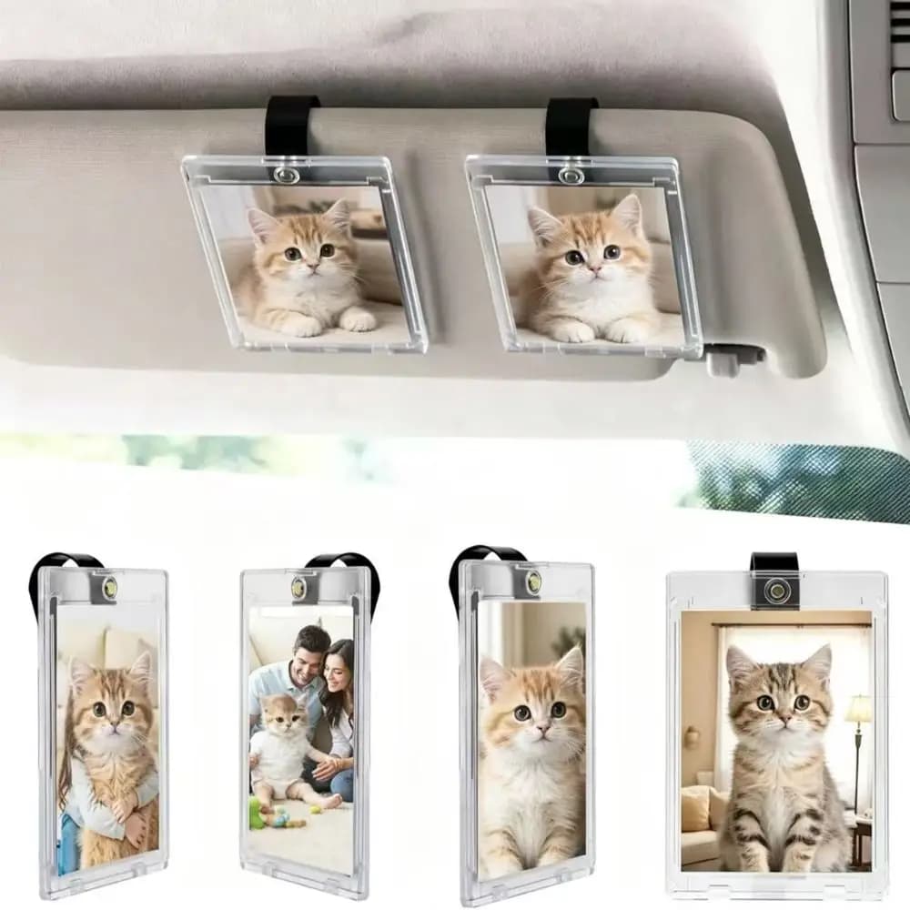 Lightweight Car Picture Holder Transparent Scratch-Resistant Car Photo Holder UV Protection Waterproof Visor Clip Photo Frame