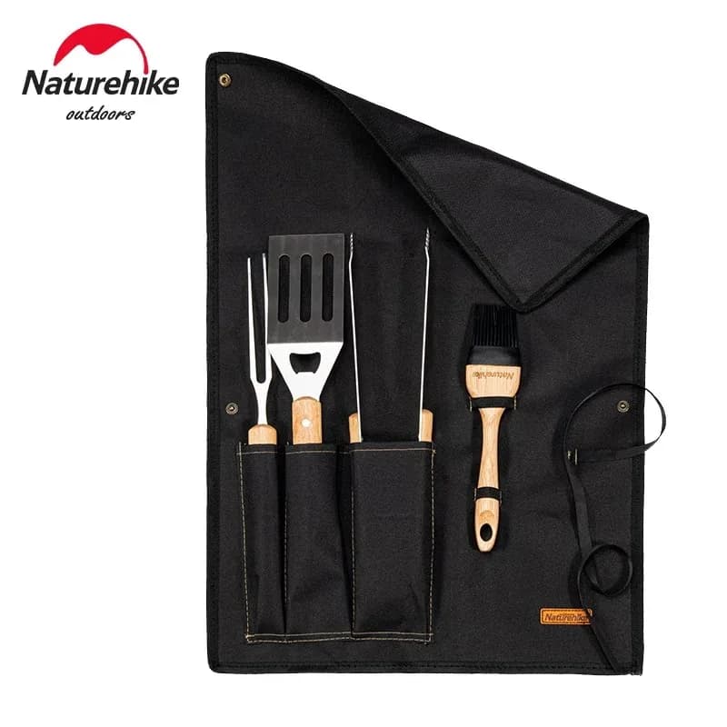 Naturehike 2026 New Kit Camping Tools for Barbecue, Multifunctional Set Portable with Knife, Fork, Grips, Brush for Oil, Kitchen Set for Hiking and Picnic