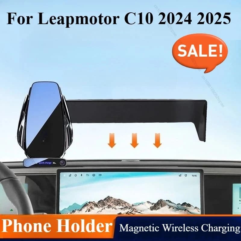 Caricatore wireless per telefono per auto con sensore intelligente 15W Supporto per telefono per auto con ricarica rapida con bloccaggio automatico per Leapmotor C10 2024 2025