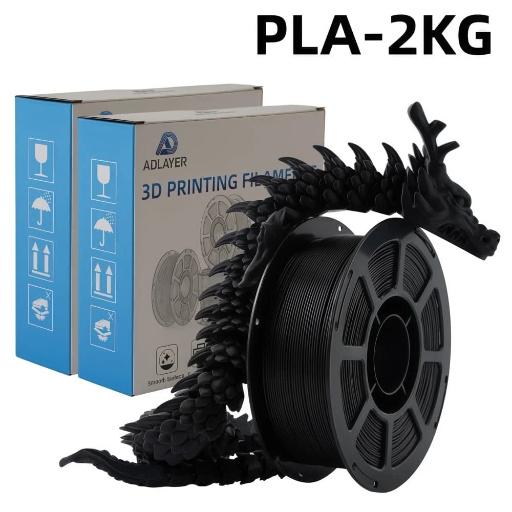 2 Pack 3D Printer Filament PLA Filament 1.75mm 2KG, Neatly Wound 3D Printing Filament 1.75mm, Dimensional Accuracy +/- 0.02 mm, Fit Most FDM 3D Printers