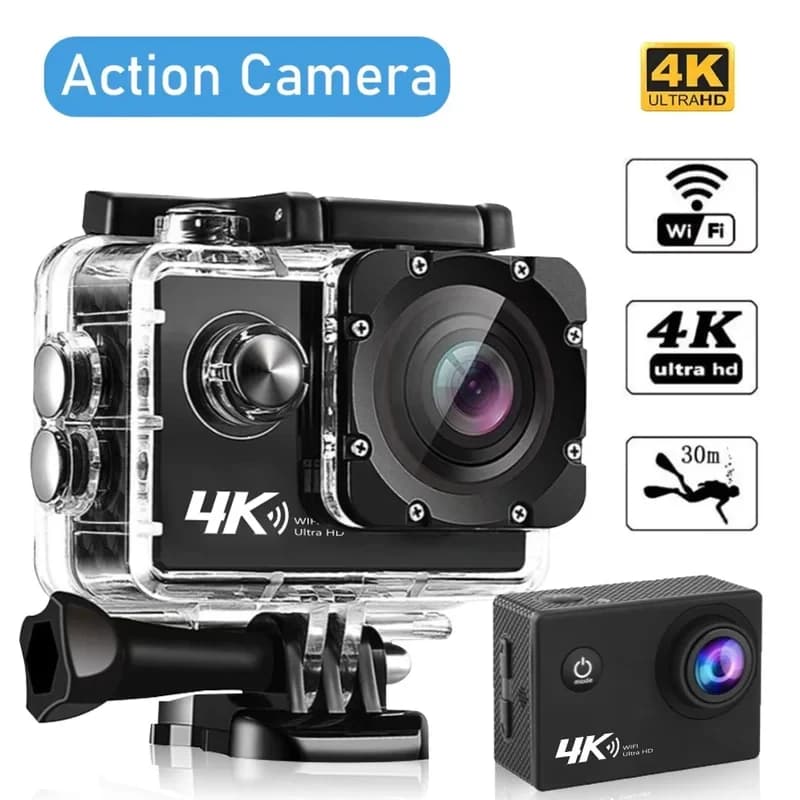 Action Camera 4K Ultra HD 16MP Wi-Fi con Schermo da 2.0 Pollici, DVR 170D, Webcam Subacquea per Registrazione Video con Casco