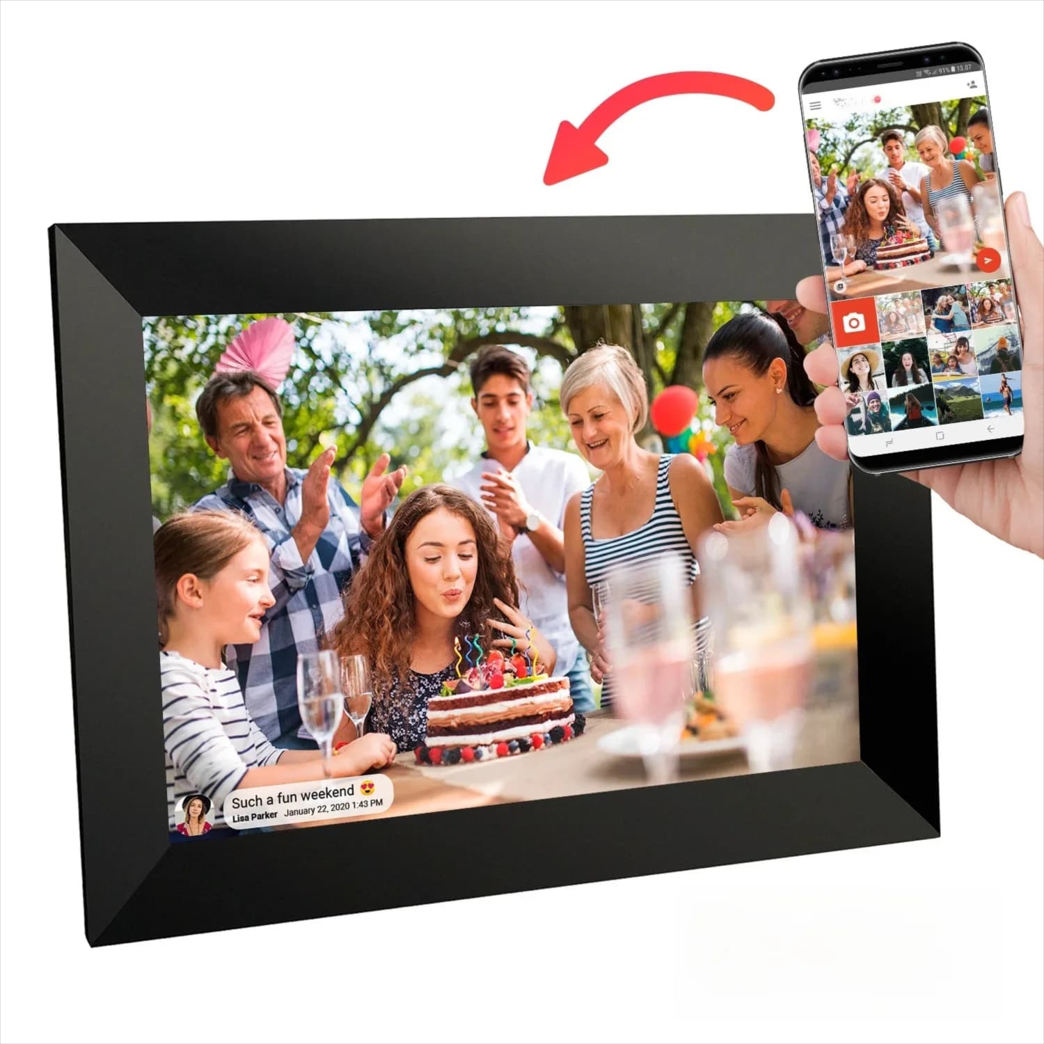 Cornice Digitale 10.1 Pollici 16G/32G WiFi, Schermo Touch HD 1280x800, Rotazione Automatica, Condivisione Foto tramite APP, Regalo di Natale per la Casa