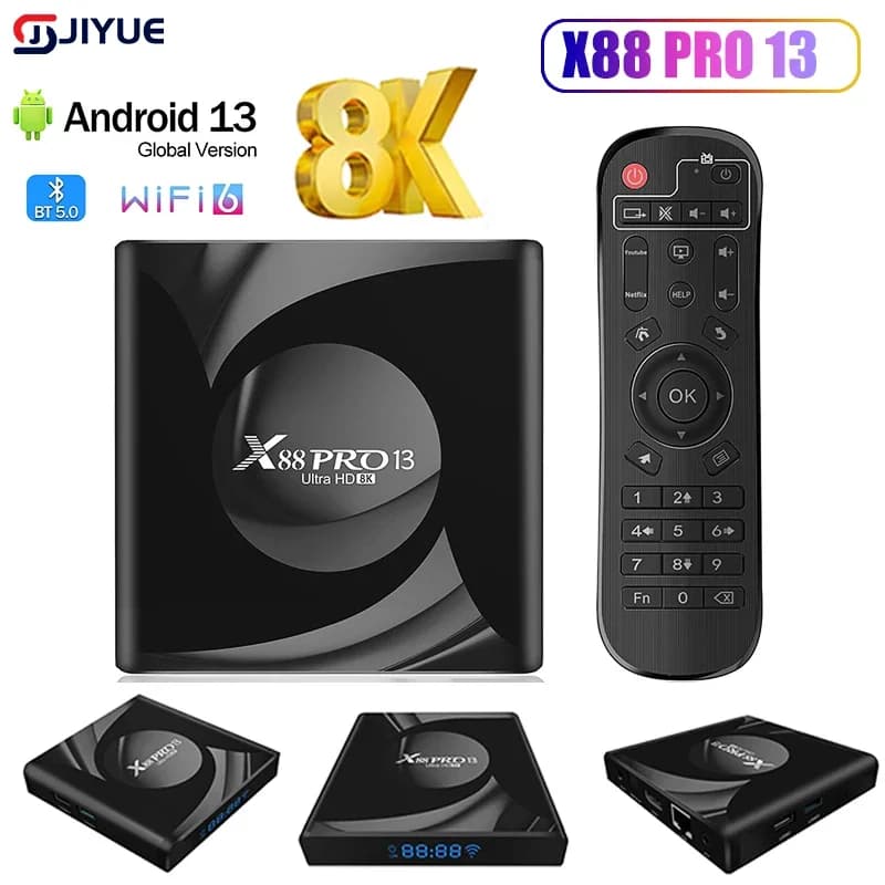 X88 Pro 13 Smart TV BOX Android 13 Rockchip RK3528 2.4G e 5G Dual Wifi 8K Video decodifica lettore multimediale Wifi6 BT5.0 Set Top Box