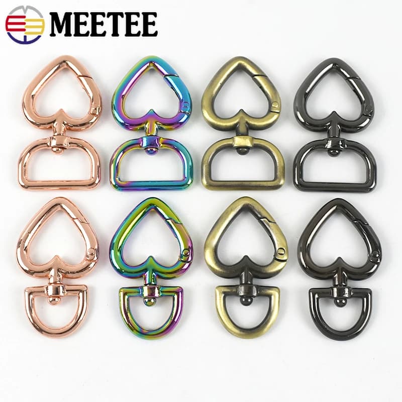 13/20mm Borsa a forma di cuore Cinghia Fibbia Chiusura girevole in metallo Collare per cani Tessitura Trigger Moschettoni Borsa Portachiavi Ganci Accessori fai da te