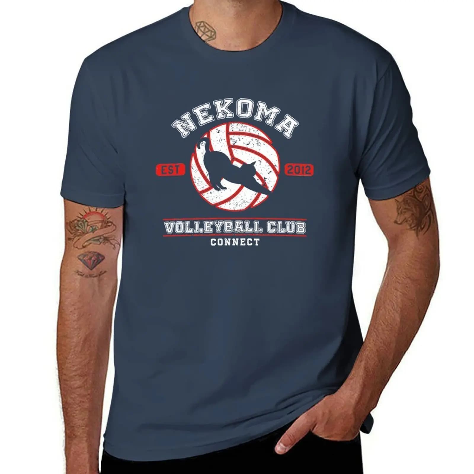 T-shirt da pallavolo Nekoma Connect High School T-shirt girocollo semplice e minimalista