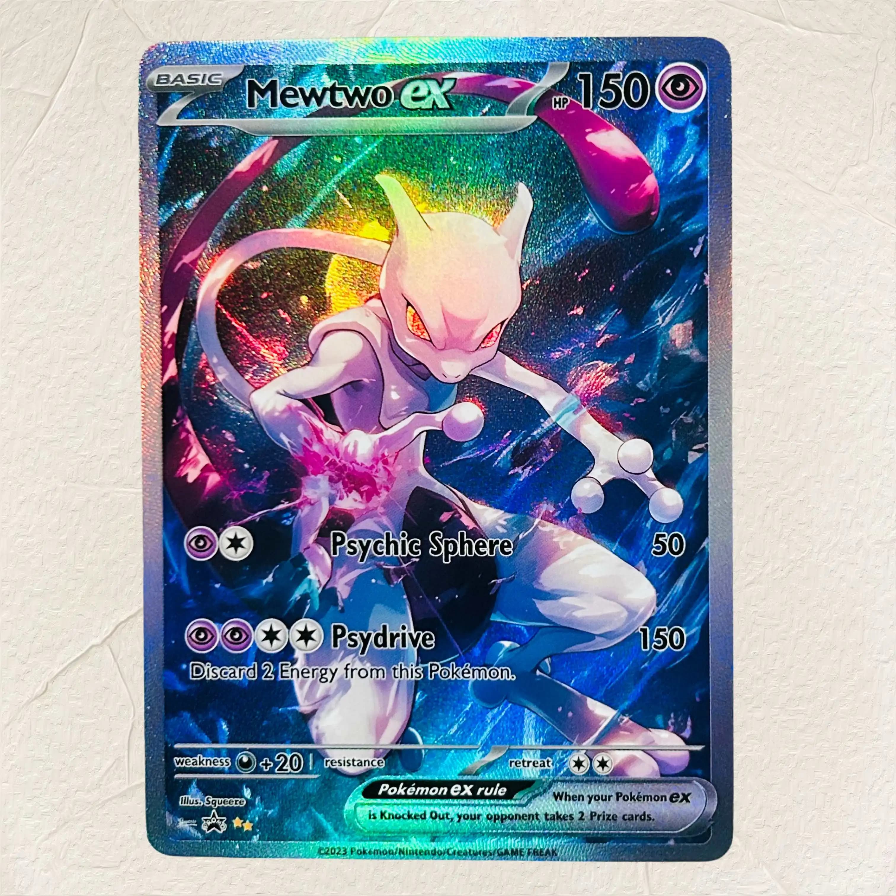 DIY Pokemon Mewtwo ex Holographic Texture Cards English Version Perfect Condition Classic Anime Collectible TCG