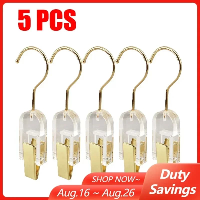 5PCS Acrylic Transparent Hooks Wardrobe Clothes Pants Bra Clips Socks Scarf Hanger Rack Towel Holder Paper Files Binder Clip