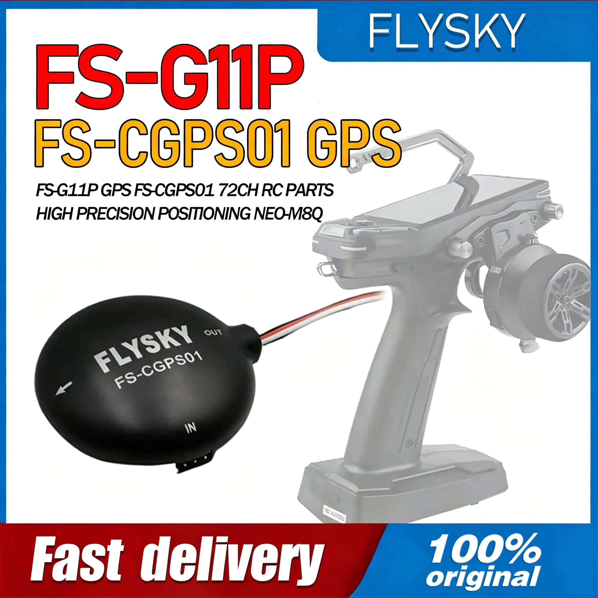 Flysky FS-G11P GPS FS-CGPS01 72CH Componenti RC con Posizionamento ad Alta Precisione NEO-M8Q Telecomando per Auto RC, Barche e Aeroplani