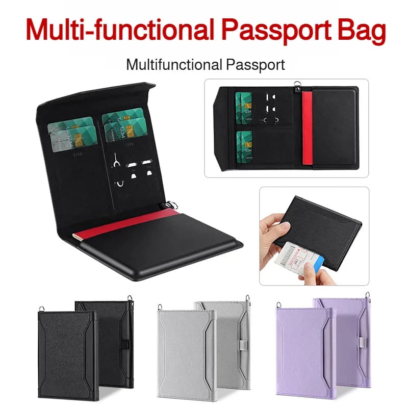 Portafoglio magnetico multifunzionale per passaporto RFID Proteggi porta documenti aziendali Porta carte PU Porta biglietti da viaggio