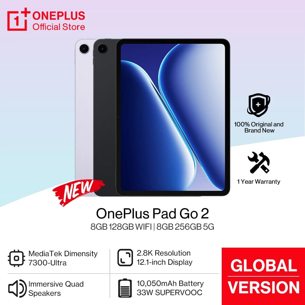 2026 Nuovo OnePlus Pad Go 2 Versione Globale Tablet 12.1 "2.8K 120Hz Display 10050mAh Batteria MediaTek Dimensity 7300-Ultra