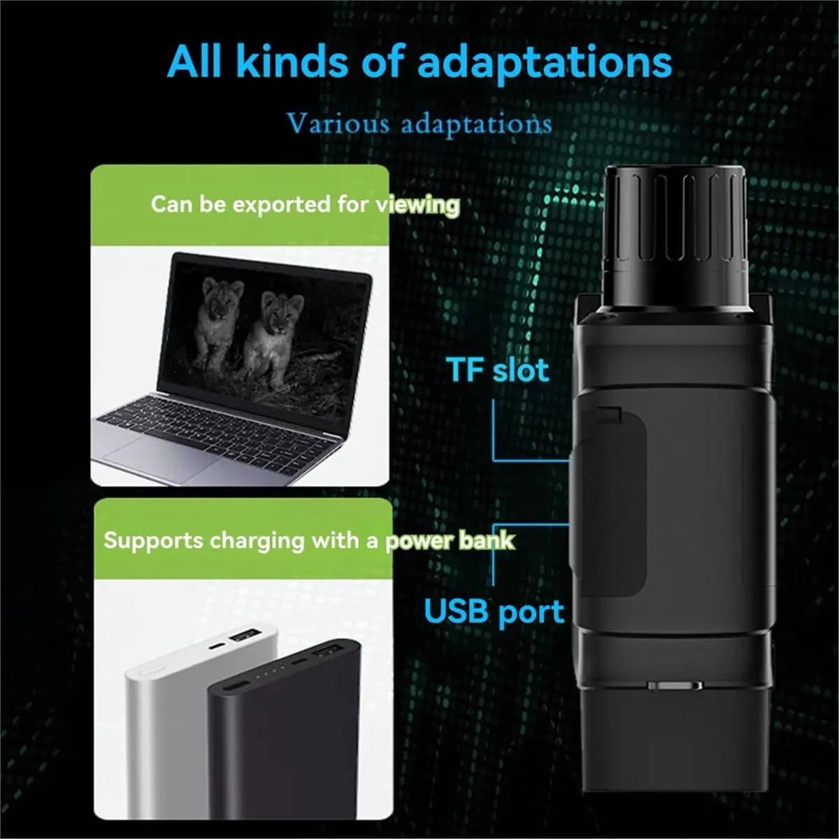 INABEZ Binocolo Telescopico con Fotocamera 5K UHD WIFI, Binocolo Professionale con Visione Notturna a Infrarossi per Caccia con Schermo da 4 Pollici (US)
