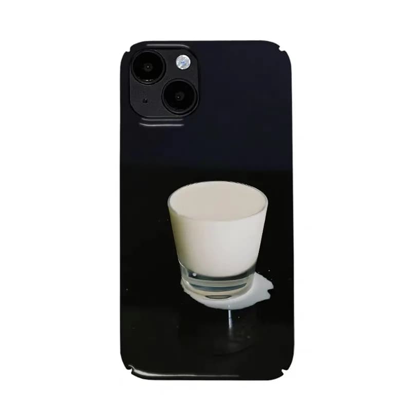 Custodia per telefono bianco latte nero fuoriuscita per IPHONE 17 Air 16E 15 PROMAX 14 Plus 13 12 MINI 11 PRO 16Plus XR XS Cover per telefono in acrilico
