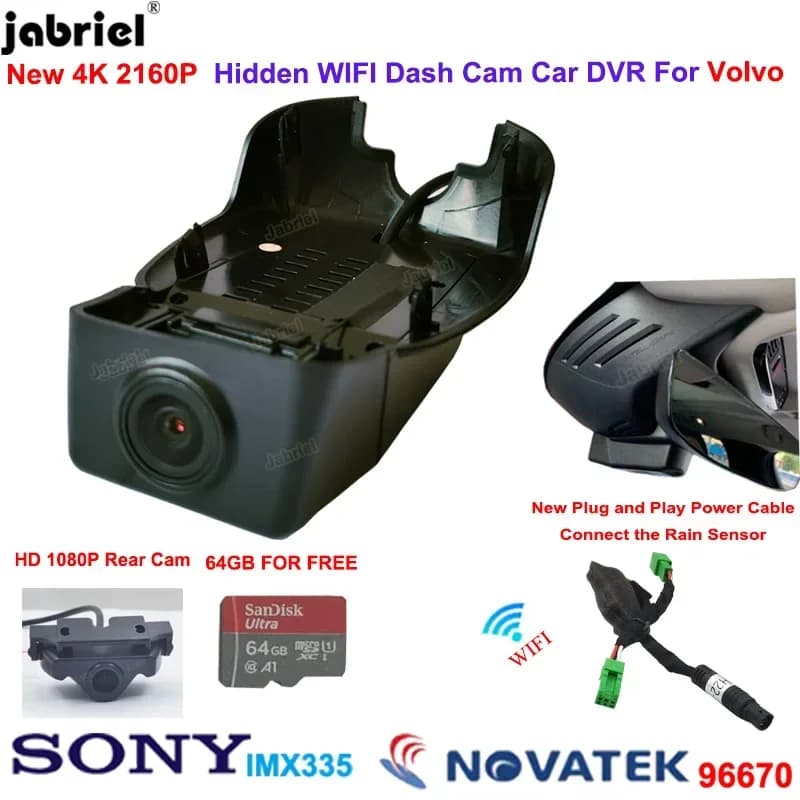 New Wifi 2K 4K 2160P Car DVR Dash Cam Camera Double Objective Video Recorder for Volvo S90 V90 XC60 2017 2018 2020 2021 2022