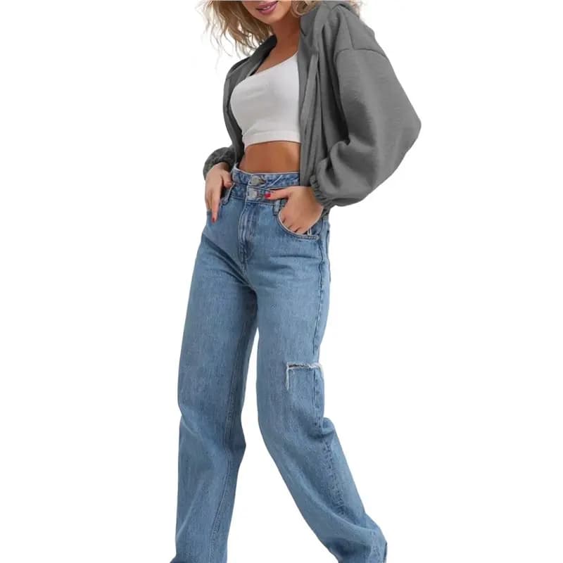 CYL-Women's Zip Up Y2K Hoodies Fall Fashion Long Sleeve Hooded Sweatshirts Casual Jacket Winter Clothes