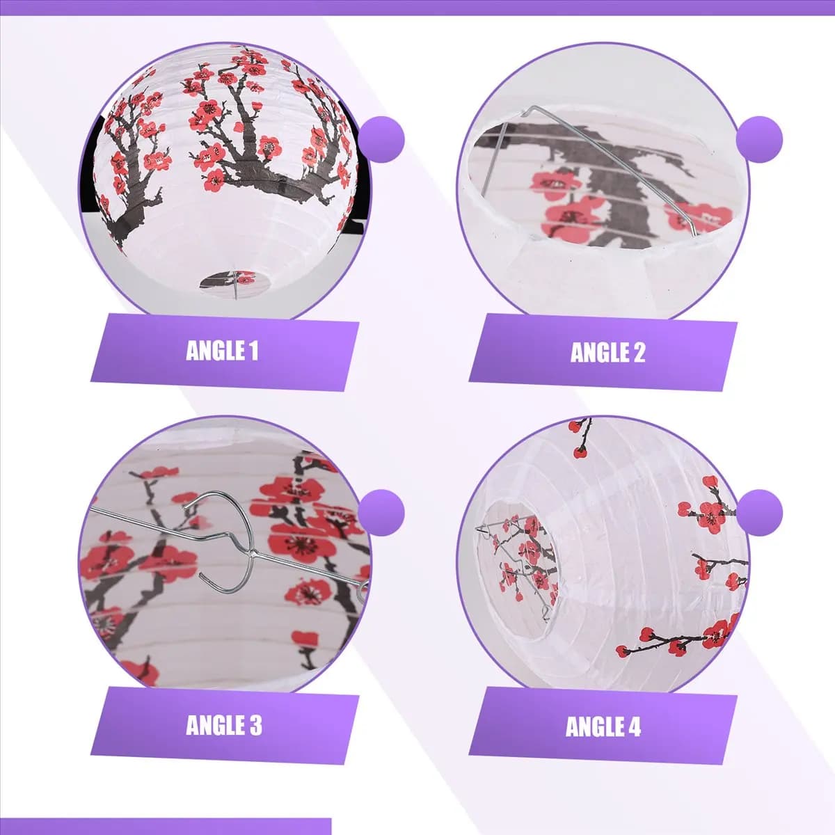 Carefree- 12-Inch Cherry Blossom Japanese/Chinese Paper Lanterns (Set of 5, Red Sakura)
