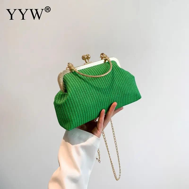 Pochette da sera in paglia intrecciata per donna borse a tracolla a tracolla da donna in paglia estiva borsa per soldi pochette intrecciata a mano