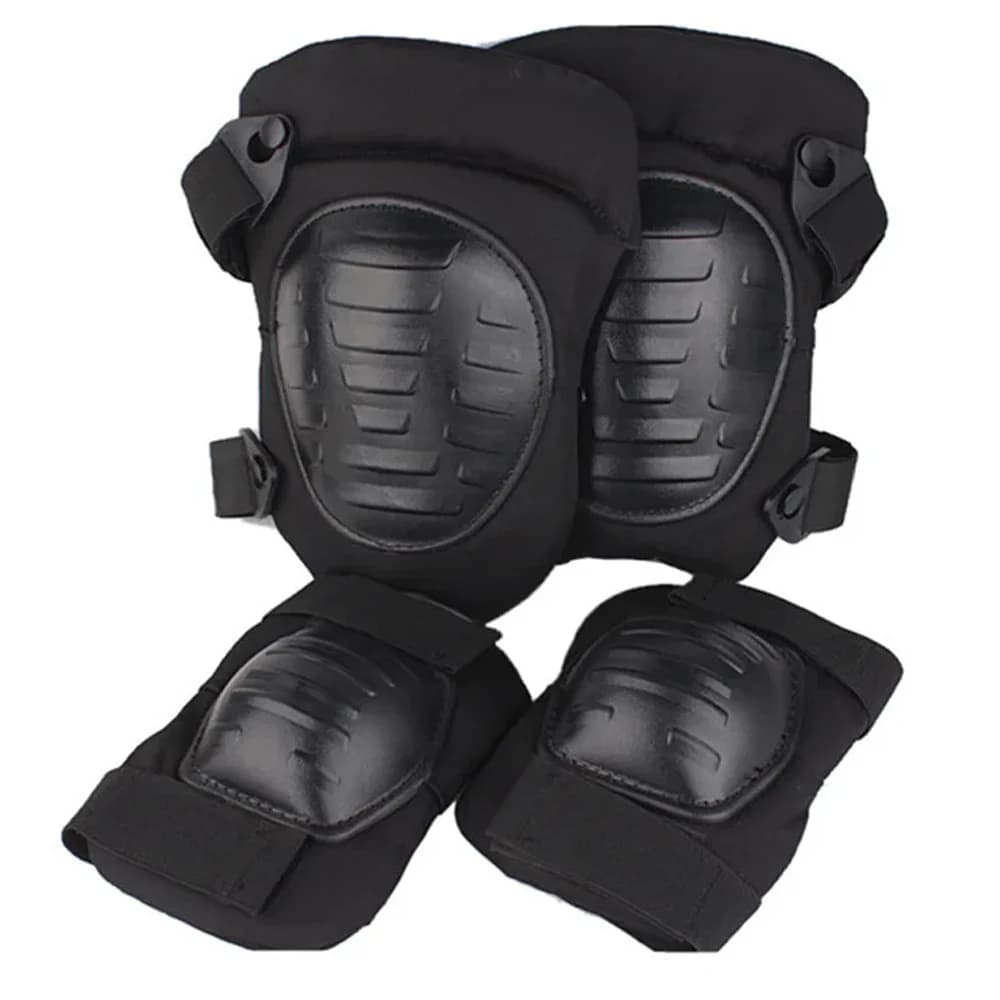 Set di 4 Pezzi Protezioni Tattiche per Ginocchia e Gomiti per Giochi all'Aperto, Paintball, Ciclismo, Skateboard e Pattinaggio