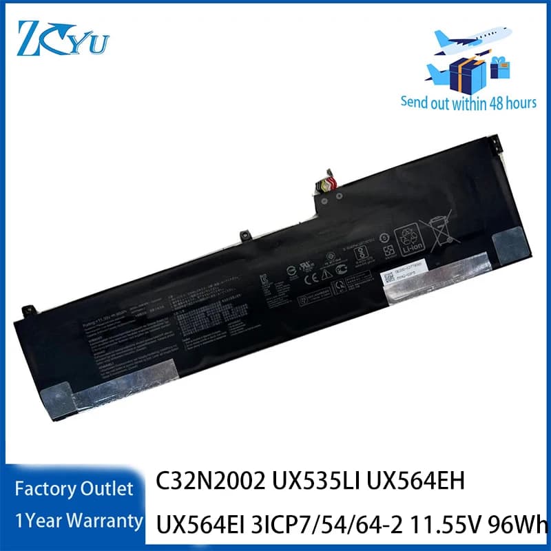 C32N2002 Laptop Battery for Asus ZenBook Flip 15 UX535LI UX564EH UX564EI 3ICP7/54/64-2 etc 11.55V 96Wh
