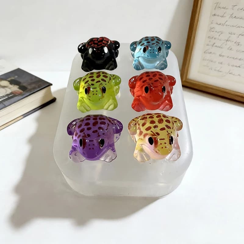 6Pcs Cute Little Frog Silicone Epoxy Mold Handmade Toad Resin Casting DIY Craft Making Mould
