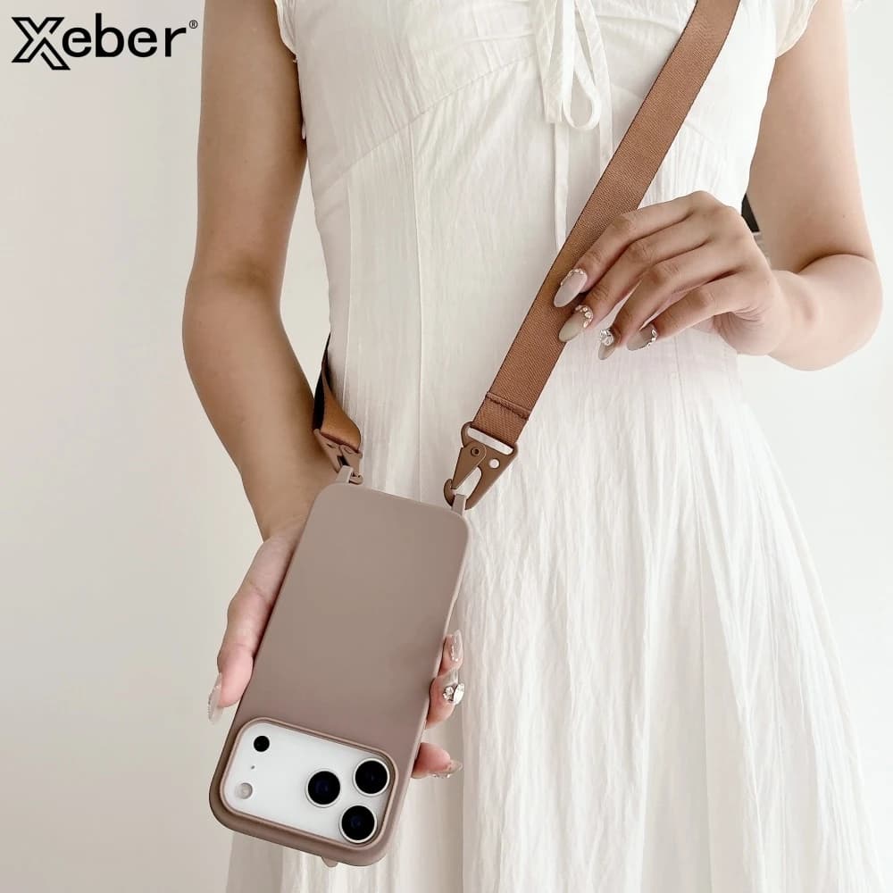 Collana a tracolla con cordino Custodia in silicone opaco per iPhone 17 16 15 14 Pro Max 11 12 13 XR X XS 8 Plus SE Cover antiurto