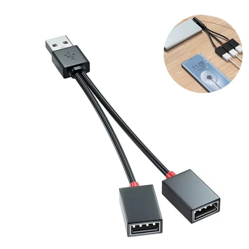 1 In 2 Out High Speed Transfer USB HUB Splitter Cable For Laptops Macbook Phone Tablet Multi Interface Expansion Car Office Data