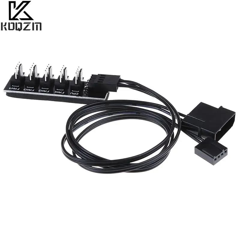 1 To 5 4-pins PWM CPU Cooler/ Case/ Chasis Cooling Fan Power Cable Hub Splitter Adapter Black Sleeved Jacket