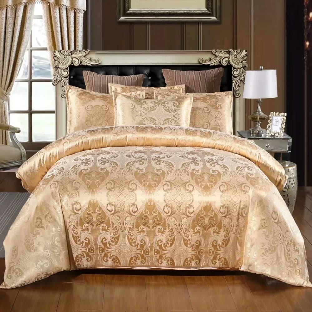 Set di Biancheria da Letto di Lusso 2/3 Pezzi, Tessuti per la Casa in Stile Europeo, Set Copripiumino e Federe in Raso Jacquard