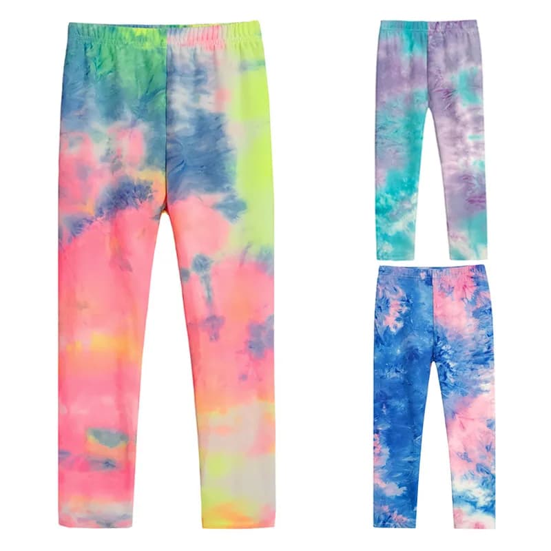 Leggings per ragazze per bambini primavera estate Graffiti colorati stampati pantaloni per bambini in cotone Legging per bambini