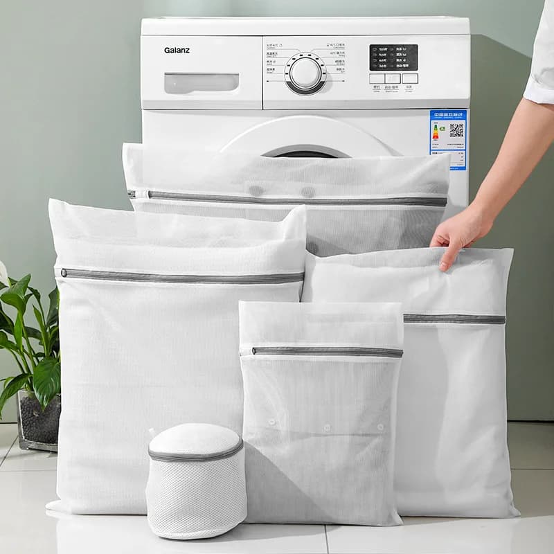 Set of 5 Mesh Bags Reinforced in Polyester for Washing, Net Bag for Dresses and Linens Intima, Laundry Bras Bag