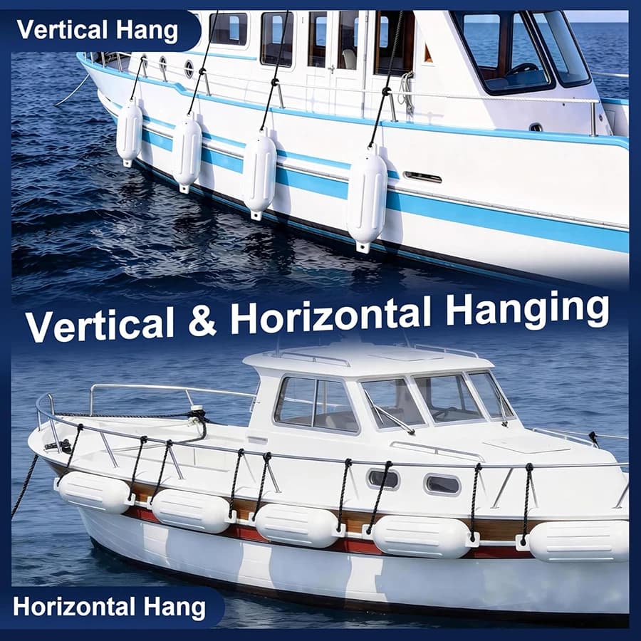 4.5/6.5 Inch Boat Fender 4 Pack Fenders with 4 Ropes Boat Bumpers for Pontoon Inflatable Air Pump UV Saltwater Resistant
