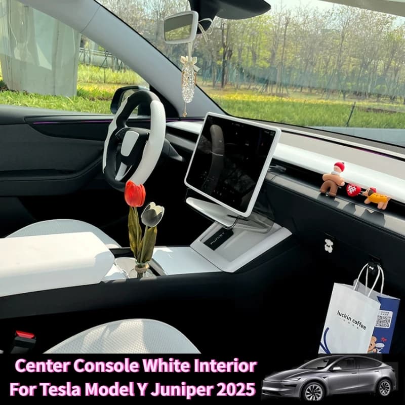 Scatola portaoggetti per bracciolo di controllo centrale per Tesla Model Y Juniper 2025 Organizer Tazza d'acqua Occhiali da sole Supporto per telefono Vassoio Accessori