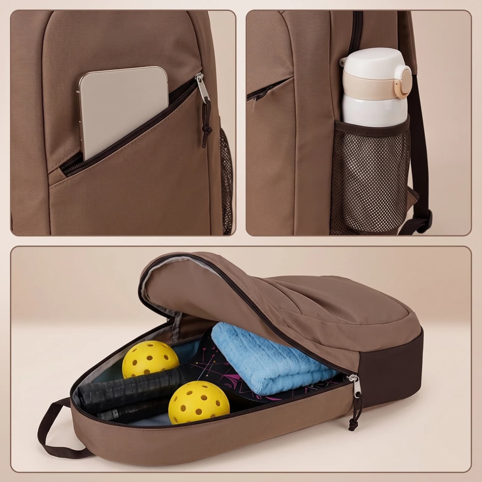 Pickleball Backpack Compact Pickleball Bag Court Bag Comfortable for Outdoor Training