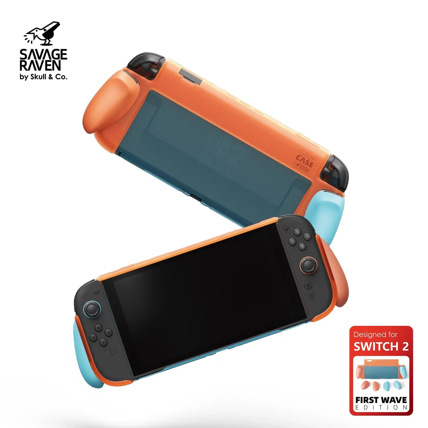 GripCase: Custodia protettiva morbida con impugnature sostituibili [per adattarsi a tutte le dimensioni delle mani] per Nintendo Switch 2
