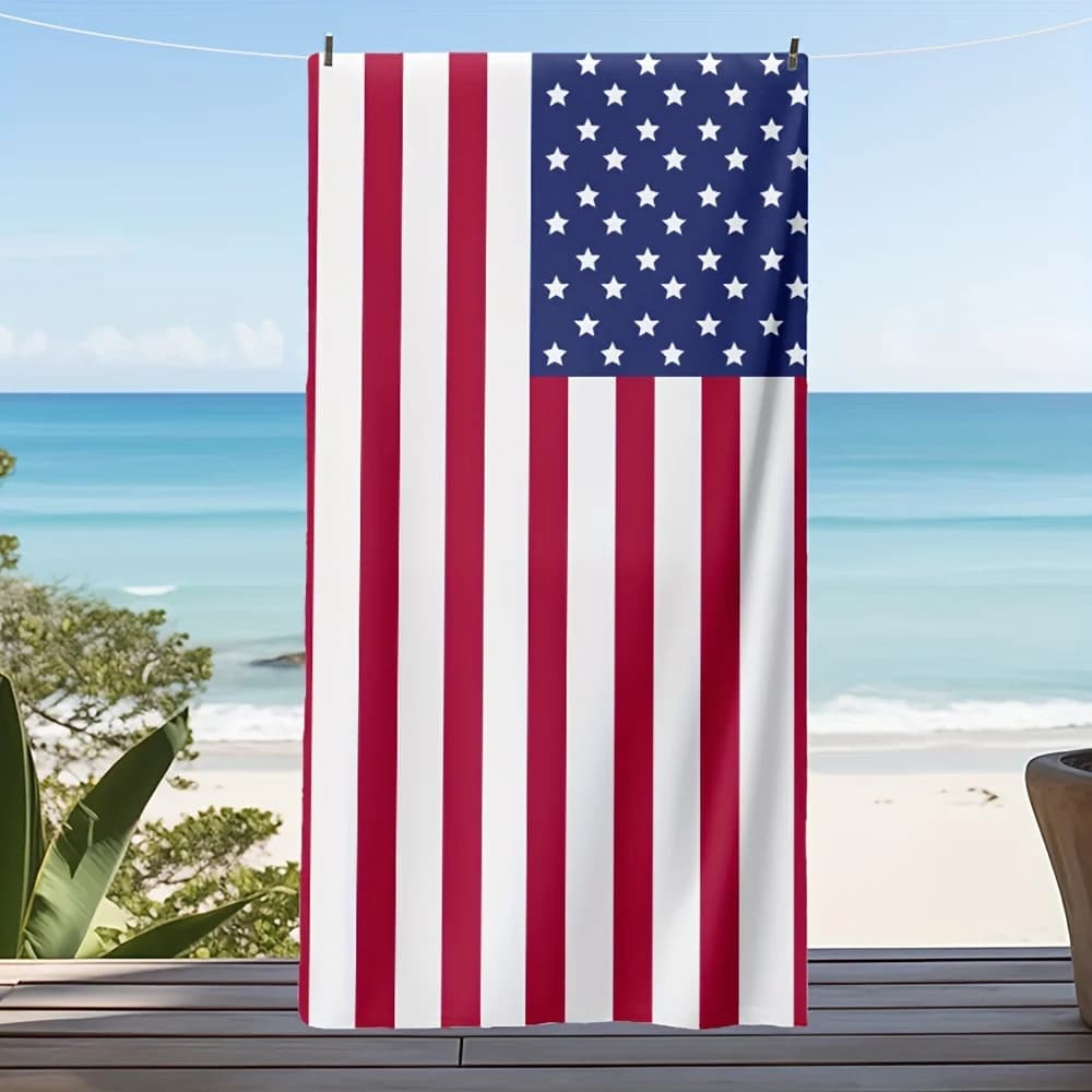 Telo Mare Bandiera Americana, in Microfibra Anti-Sabbia, Altamente Assorbente, Leggero, Asciugatura Rapida per Viaggi, Piscina, Nuoto, Yoga