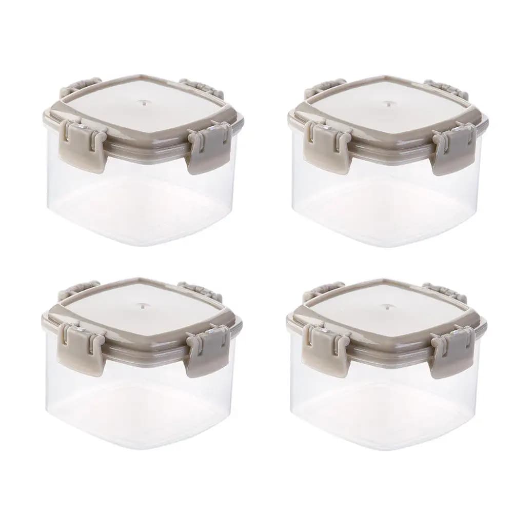 Set di 4 Contenitori in Plastica per Condimenti, Scatole per Salse, Contenitori per Alimenti, per Spezie, Condimenti e Conservazione di Frutta Secca