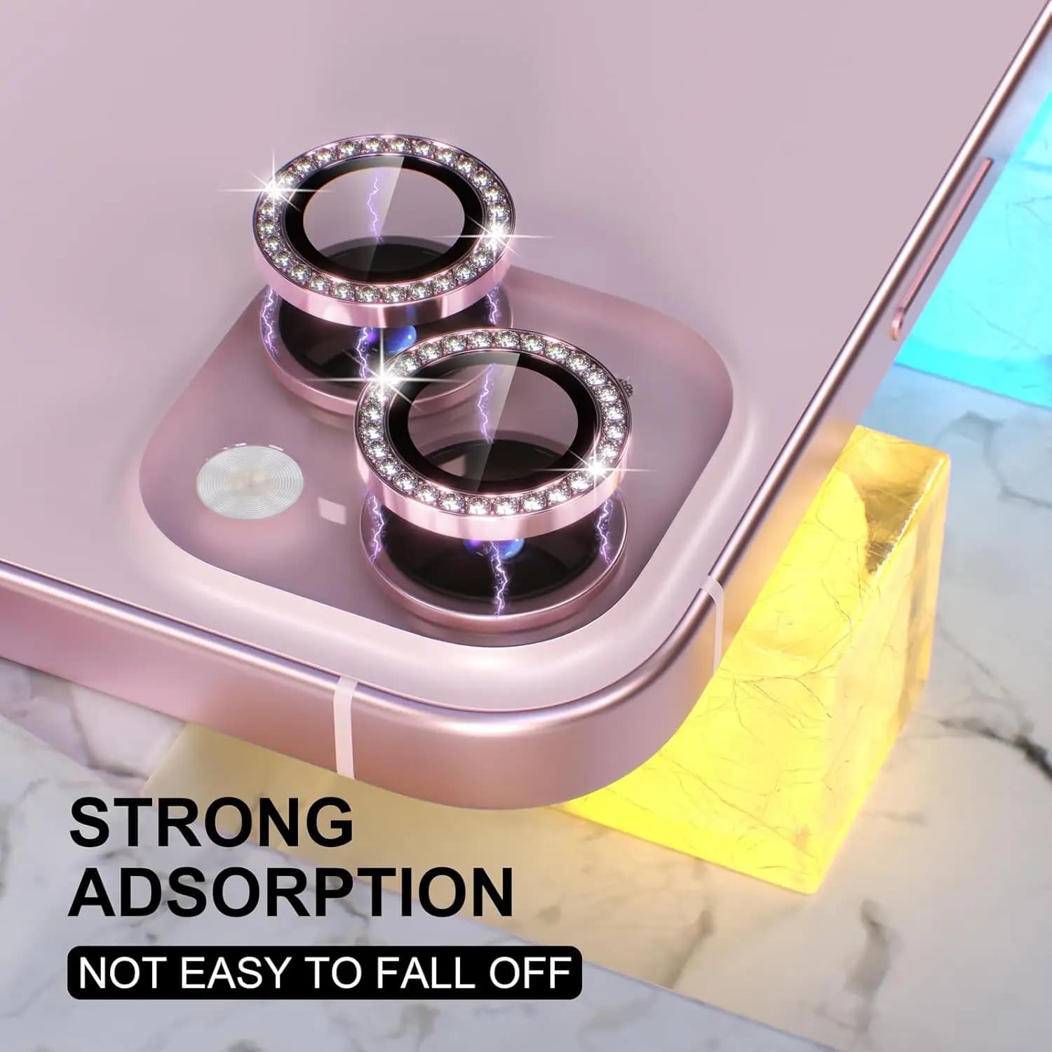 2-3Pcs Glitter Diamond Camera Lens Protector For 17 16 15 14 13-11 Pro Max 9H Tempered Glass Case Friendly Anti-Scratch